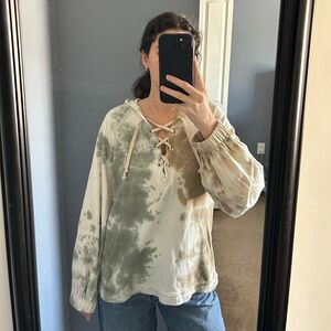 POL Tie Dye Lace Up Sweatshirt